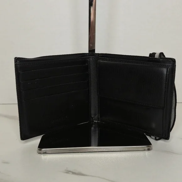 Chanel Black Nylon Bifold Wallet Unisex Vintage Old Travel Line